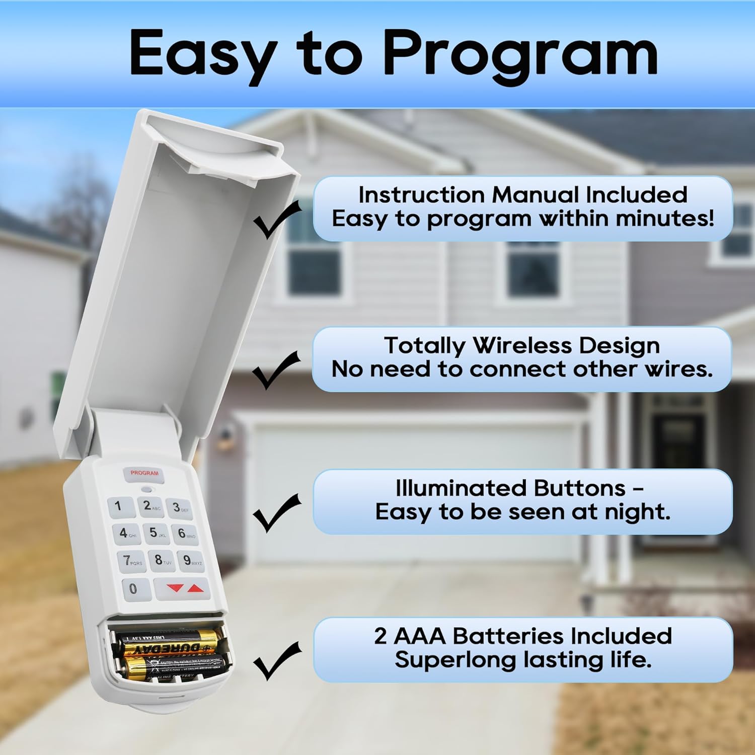 Genie Garage Door Opener Keypad Replacement for All Genie Models - Replace 37332R, GK-BX, OKP-BX, GWKP, and More