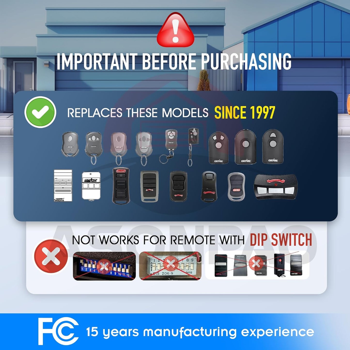 Genie Garage Door Opener Remote Replacement for G3T-BX G3T-R G3T-A with 3-Year Warranty Auto-Seek 315/390MHZ