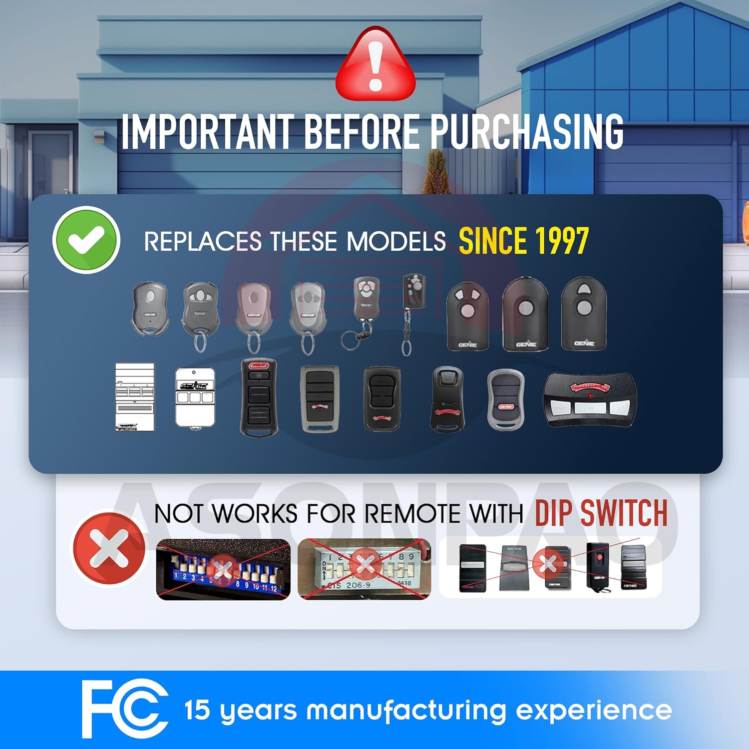 Genie Garage Door Opener Remote Replacement for G3T-BX G3T-R G3T-A with 3-Year Warranty Auto-Seek 315/390MHZ