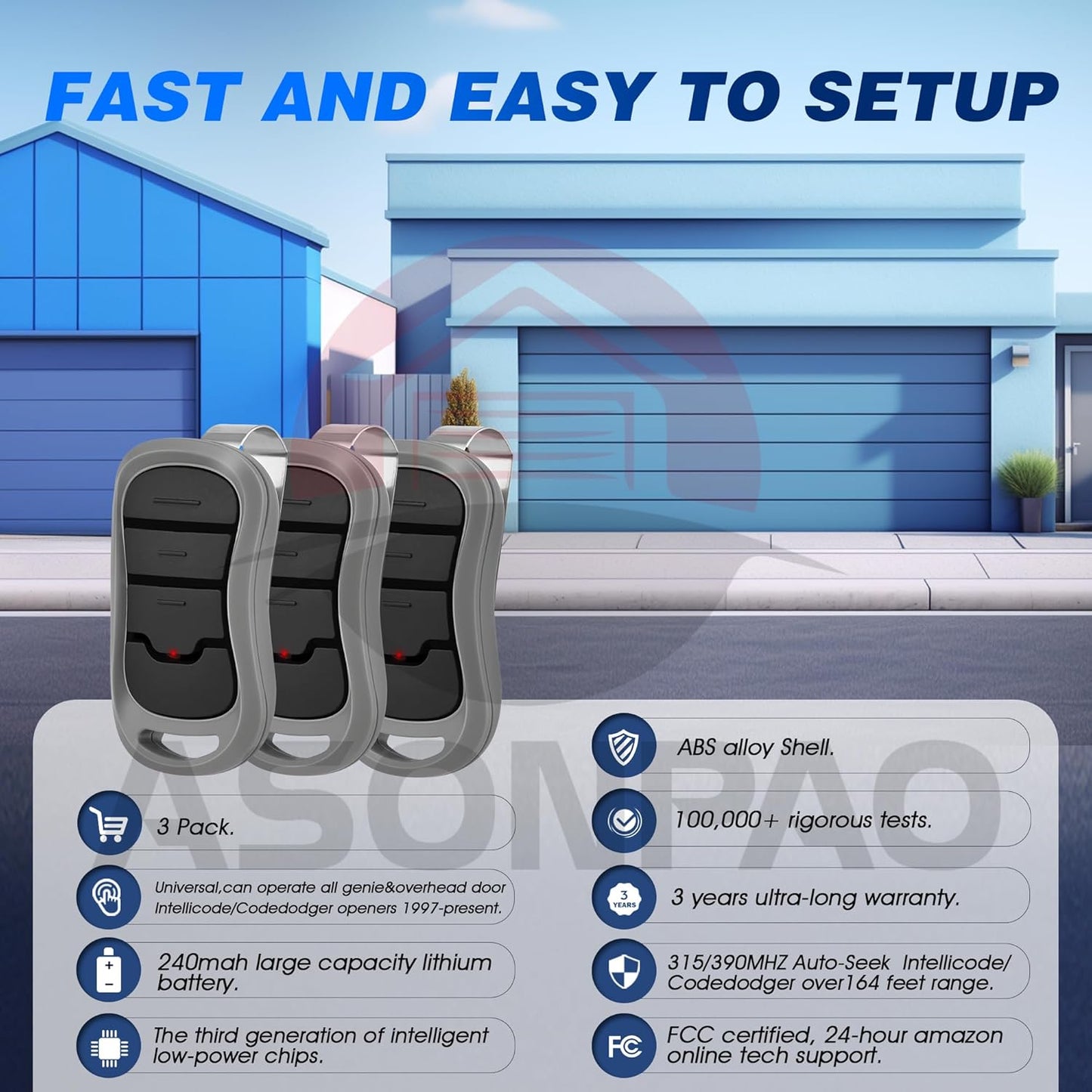 Genie Garage Door Opener Remote Replacement for G3T-BX G3T-R G3T-A with 3-Year Warranty Auto-Seek 315/390MHZ