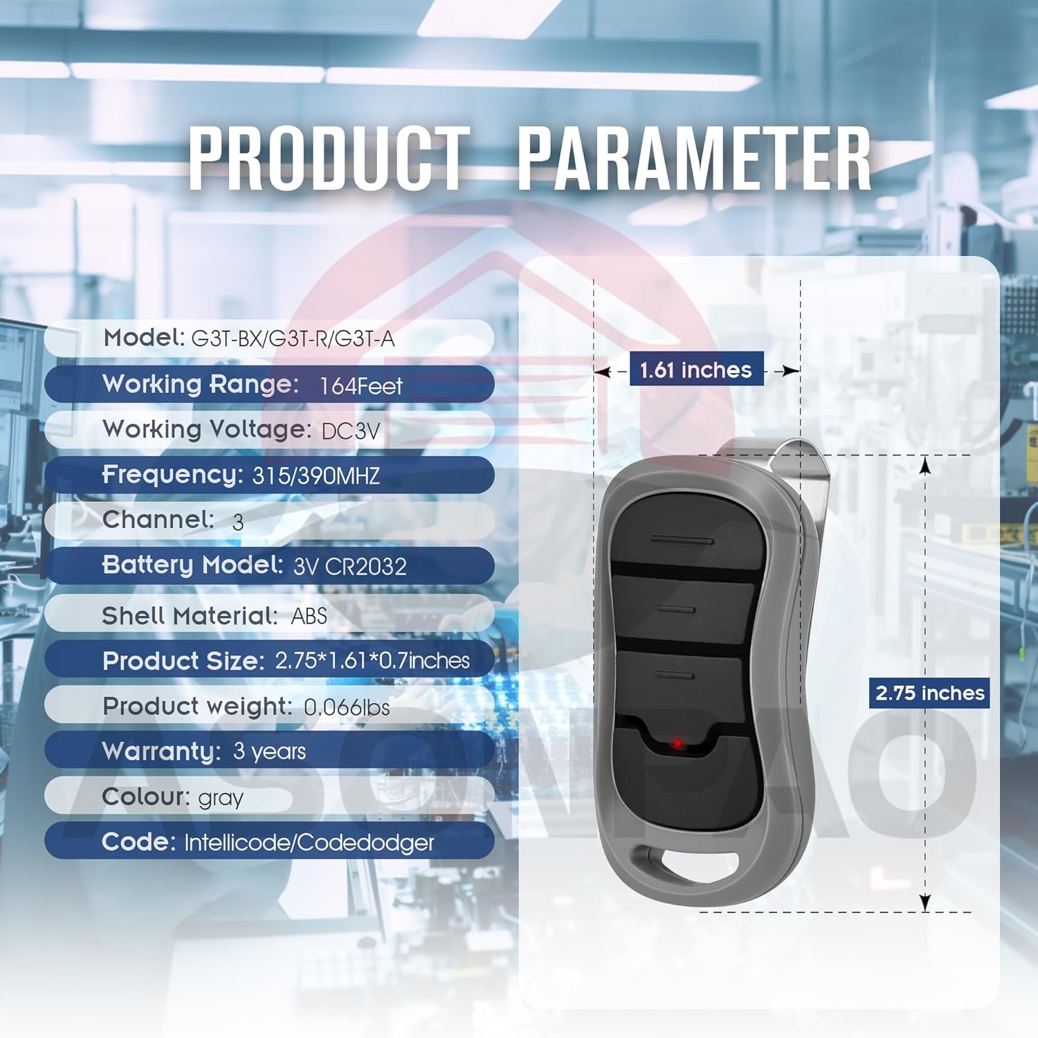 Genie Garage Door Opener Remote Replacement for G3T-BX G3T-R G3T-A with 3-Year Warranty Auto-Seek 315/390MHZ