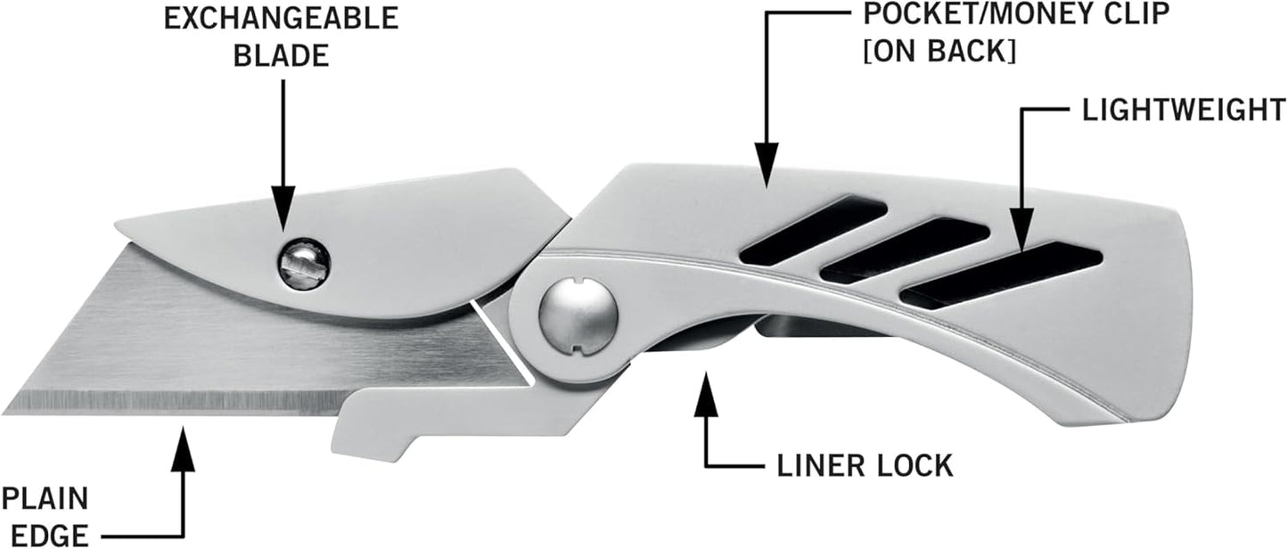 Gerber Gear EAB Lite Pocket Razor Knife with Money Clip - Folding Stainless Steel Utility Knife for Everyday Carry