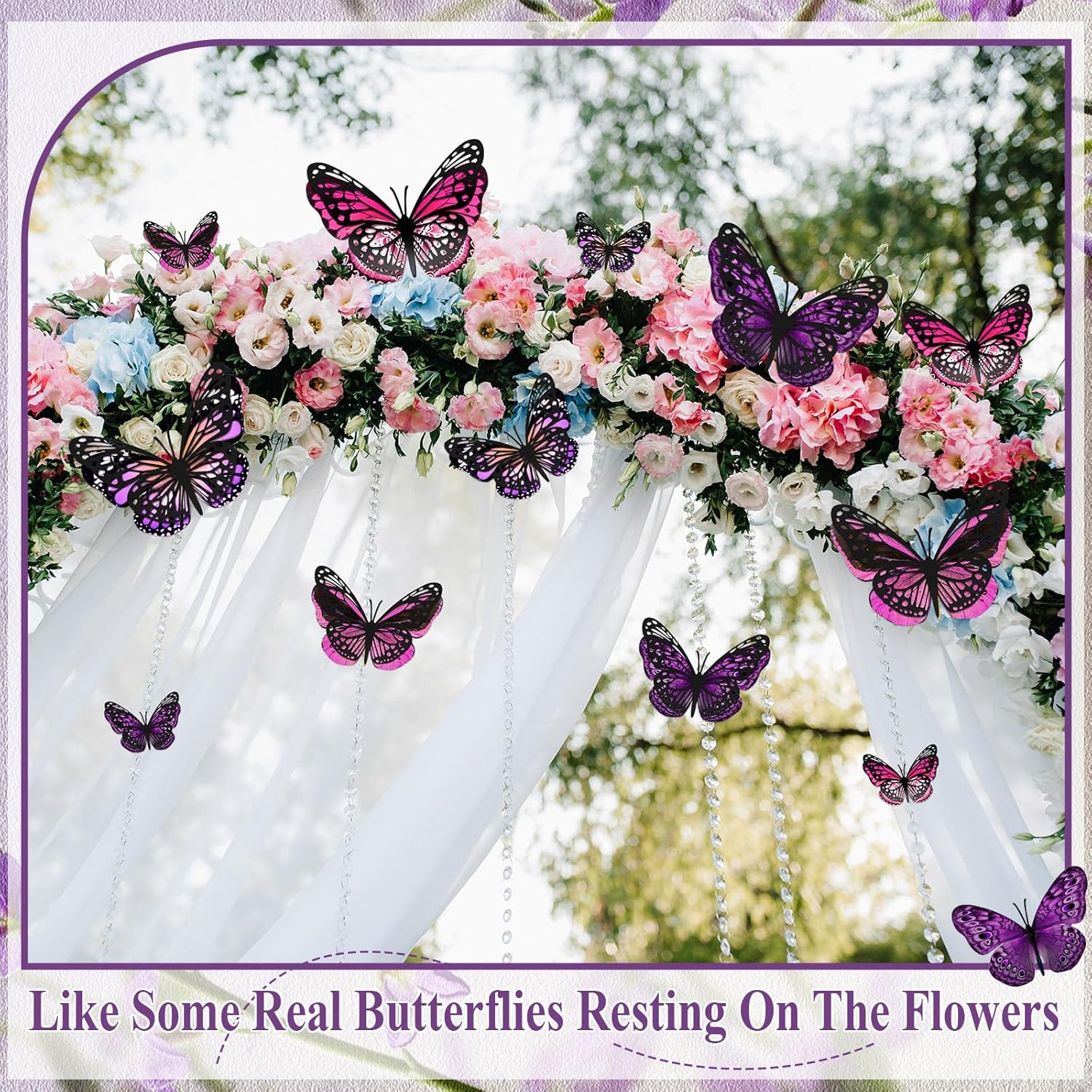Giant 3D Butterfly Wall Stickers for Party Decor - Set of 20 Paper Butterflies in Purple and Rose Red - Ideal for Birthdays, Baby Showers, and Nurseries