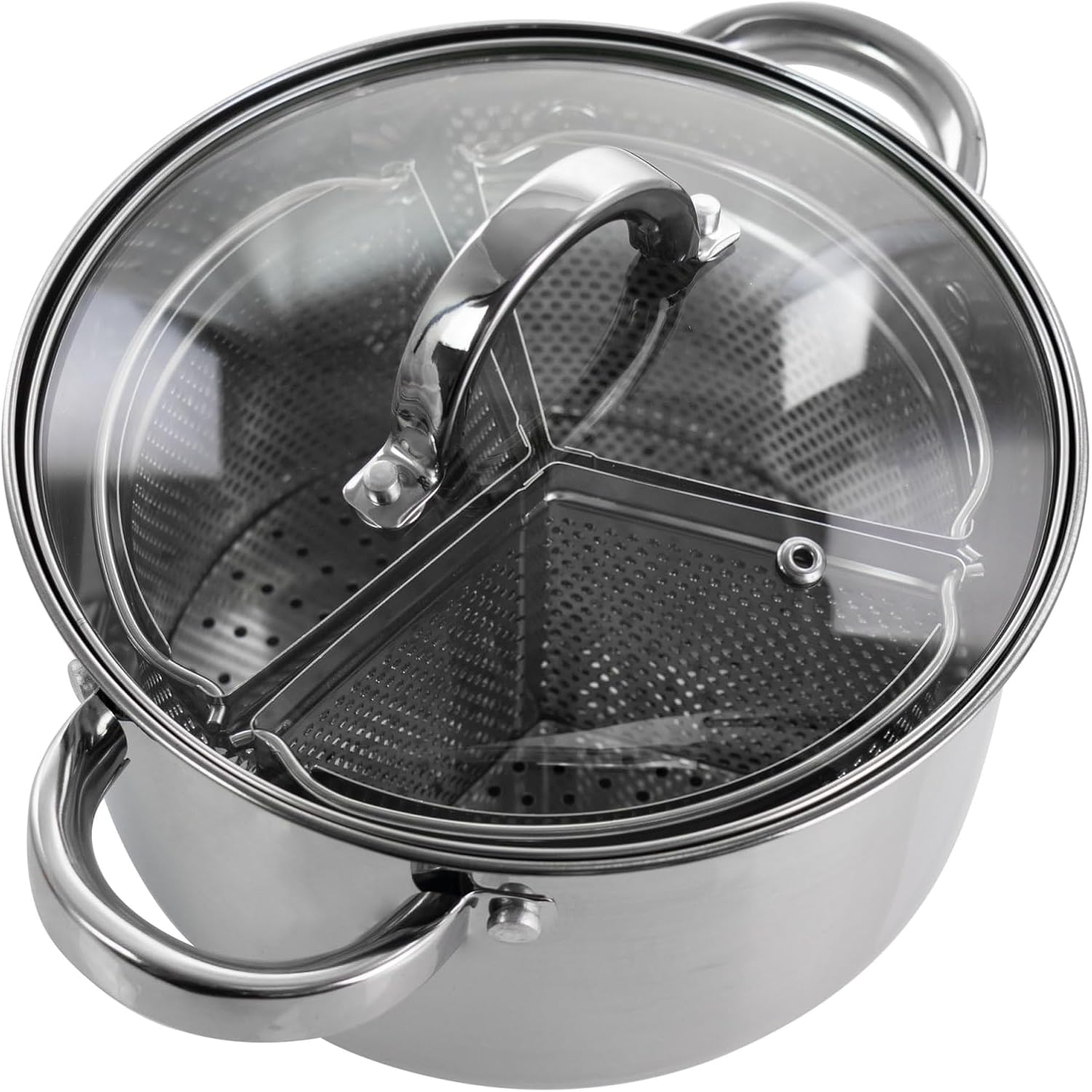 Gibson Sangerfield Oster Dutch Oven 4 QT Stainless Steel with Lid and Dividers 128612.05
