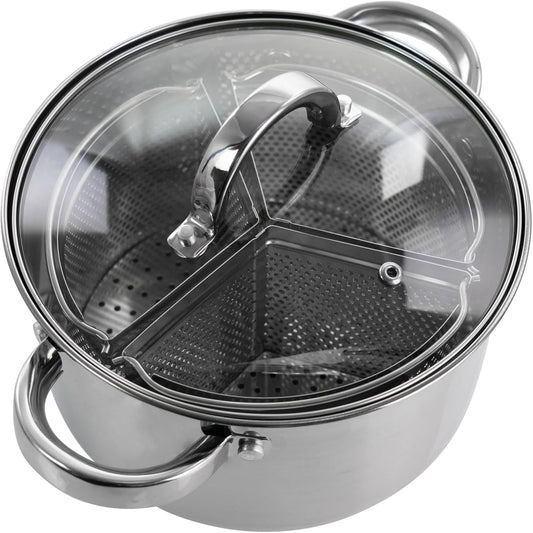 Gibson Sangerfield Oster Dutch Oven 4 QT Stainless Steel with Lid and Dividers 128612.05