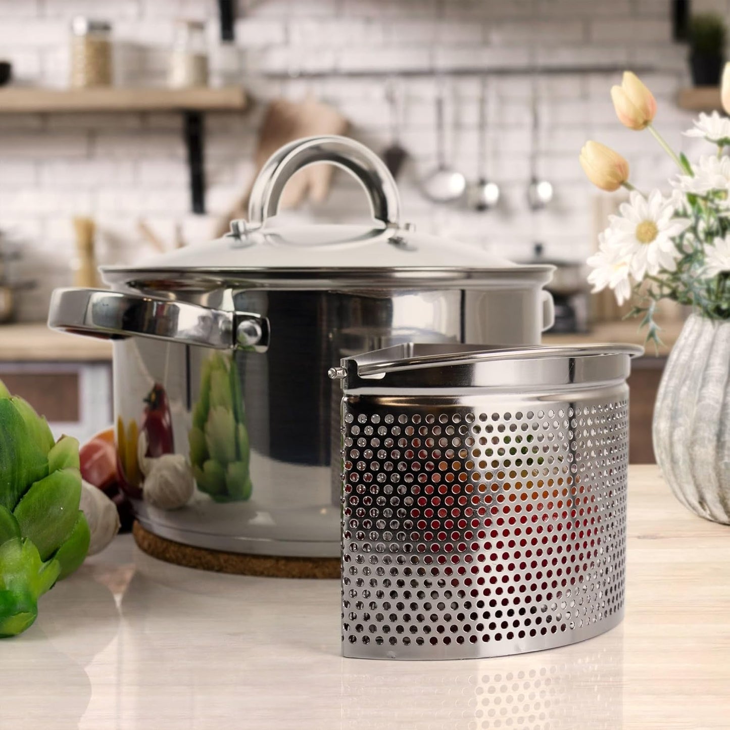 Gibson Sangerfield Oster Dutch Oven 4 QT Stainless Steel with Lid and Dividers 128612.05
