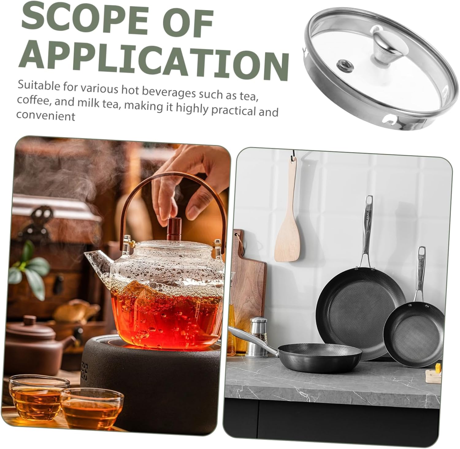 Glass Lid Replacement for Tea Kettles, Saucepans, and Frying Pans - FUNOMOCYA Universal Cover
