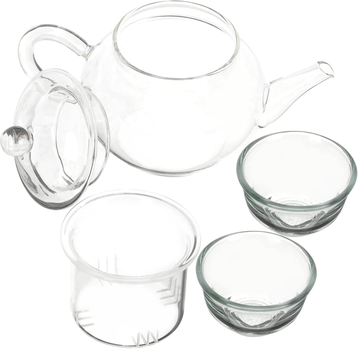 Glass Loose Leaf Tea Kettle Set with Strainer and Whistling Saucers for Stove Top Teapots