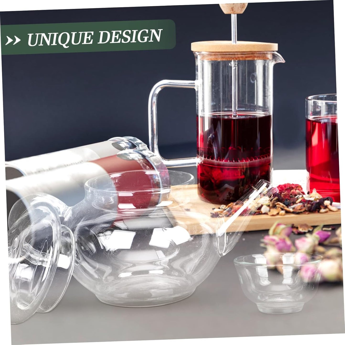 Glass Loose Leaf Tea Kettle Set with Strainer and Whistling Saucers for Stove Top Teapots
