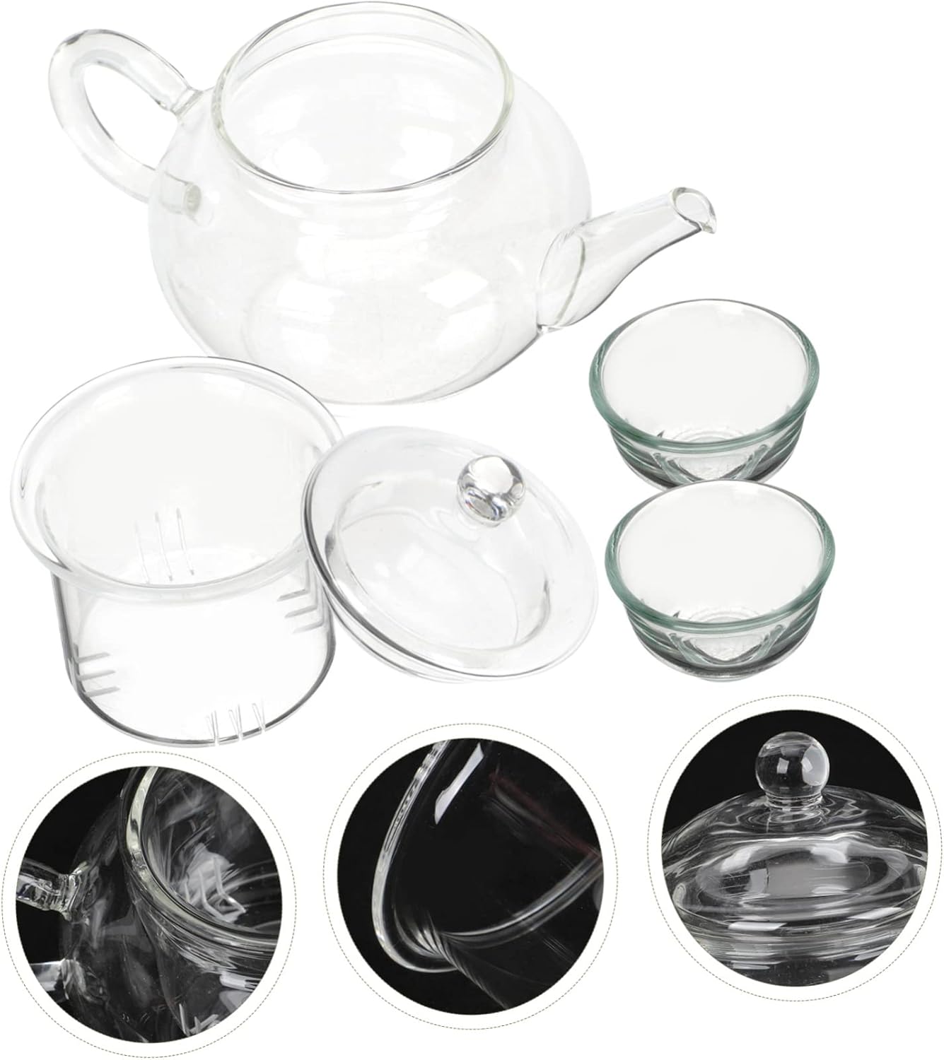Glass Loose Leaf Tea Kettle Set with Strainer and Whistling Saucers for Stove Top Teapots