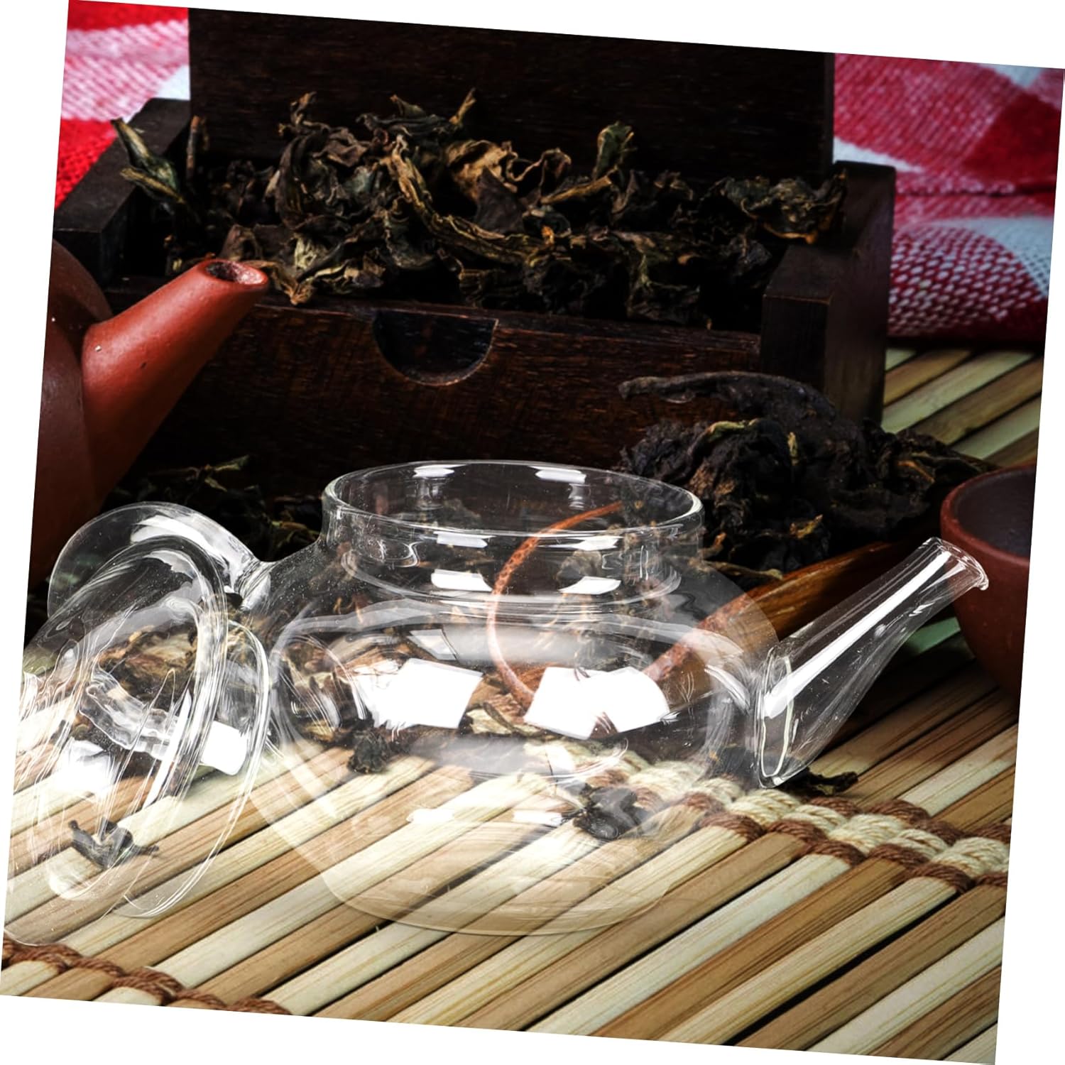 Glass Loose Leaf Tea Kettle Set with Strainer and Whistling Saucers for Stove Top Teapots