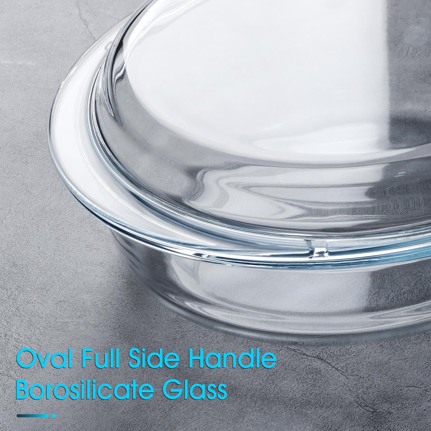 Glass Oval Casserole Dish with Lid and Handles, Covered Baking Bowl Cookware Set (3.4 QT)