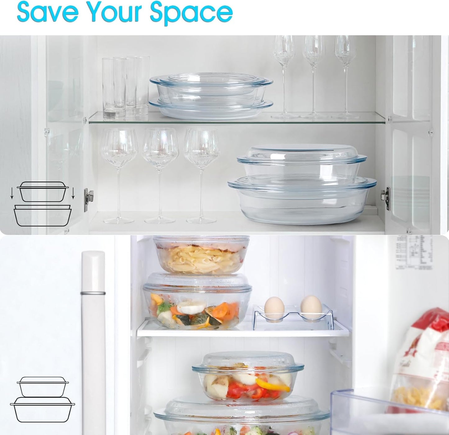Glass Oval Casserole Dish with Lid and Handles, Covered Baking Bowl Cookware Set (3.4 QT)