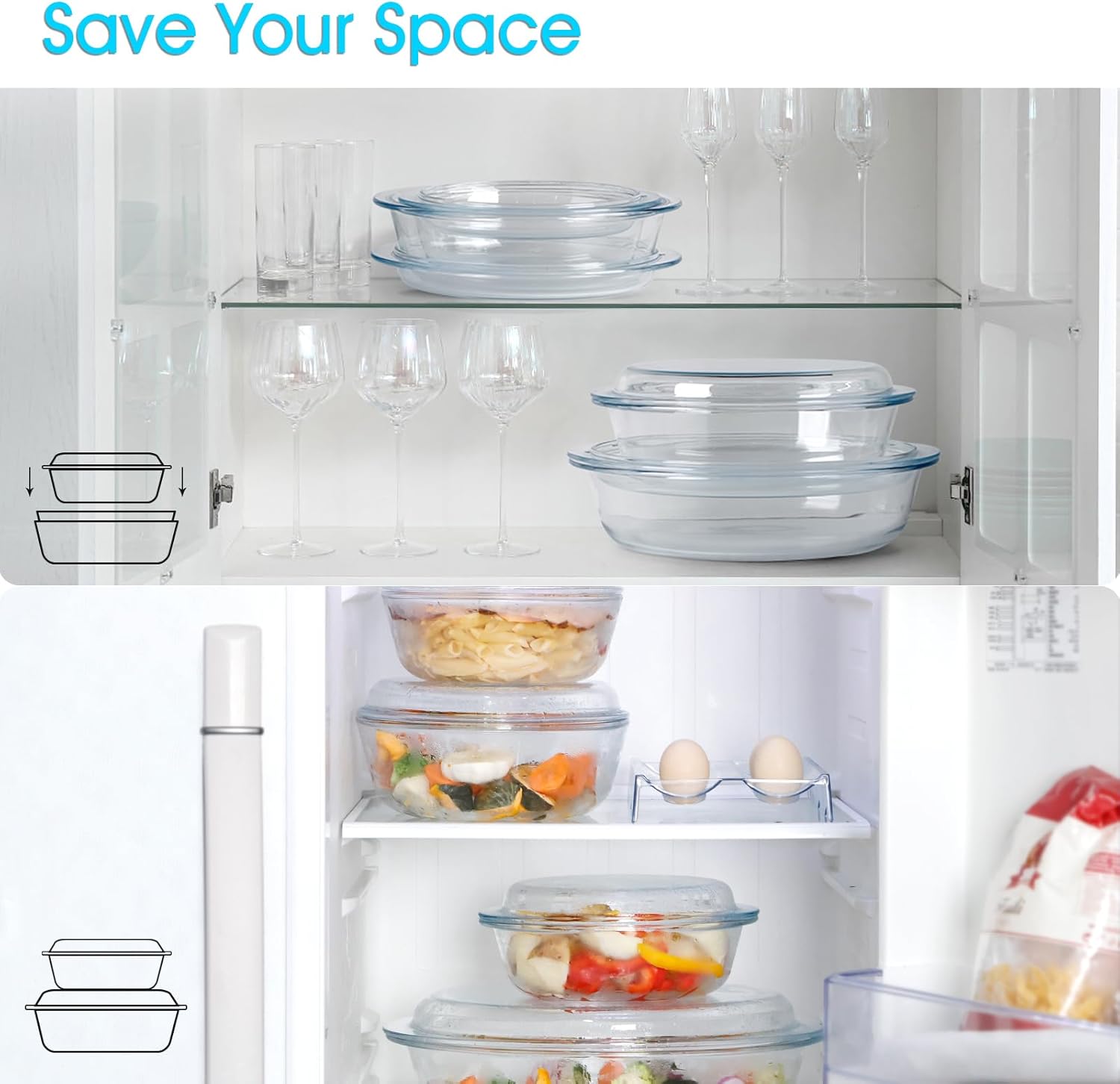 Glass Oval Casserole Dish with Lid and Handles, Covered Baking Bowl Cookware Set (3.4 QT)