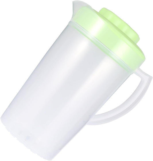 Glass Pitcher with Lid - 1 Piece Cold Beverage Dispenser for Lemonade, Juice, Tea, and Milk - Reusable and Easy to Pour
