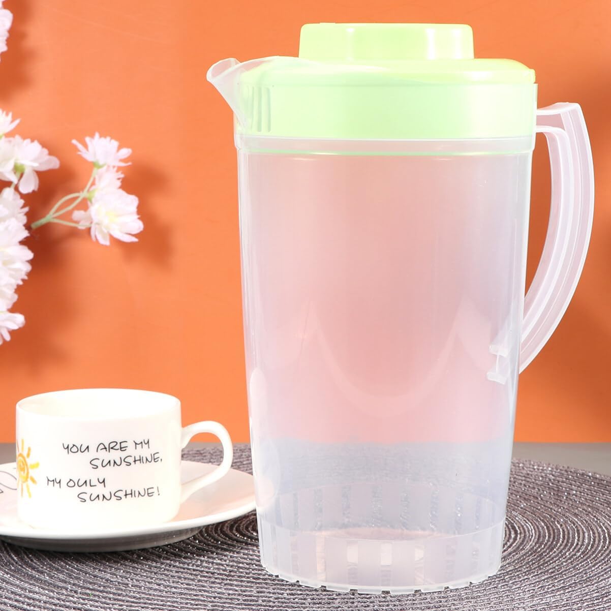 Glass Pitcher with Lid - 1 Piece Cold Beverage Dispenser for Lemonade, Juice, Tea, and Milk - Reusable and Easy to Pour