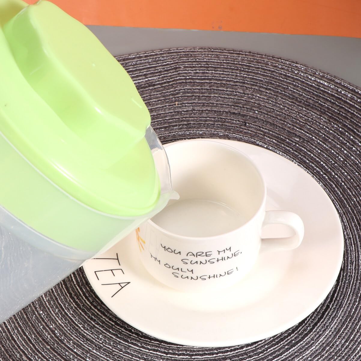 Glass Pitcher with Lid - 1 Piece Cold Beverage Dispenser for Lemonade, Juice, Tea, and Milk - Reusable and Easy to Pour