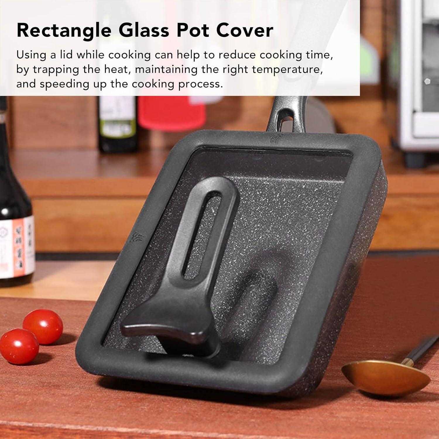 Glass Rectangle Egg Frying Pan Cover Replacement for Tomotato Tamagoyaki Pan - 15 * 18cm Home Kitchen Accessory