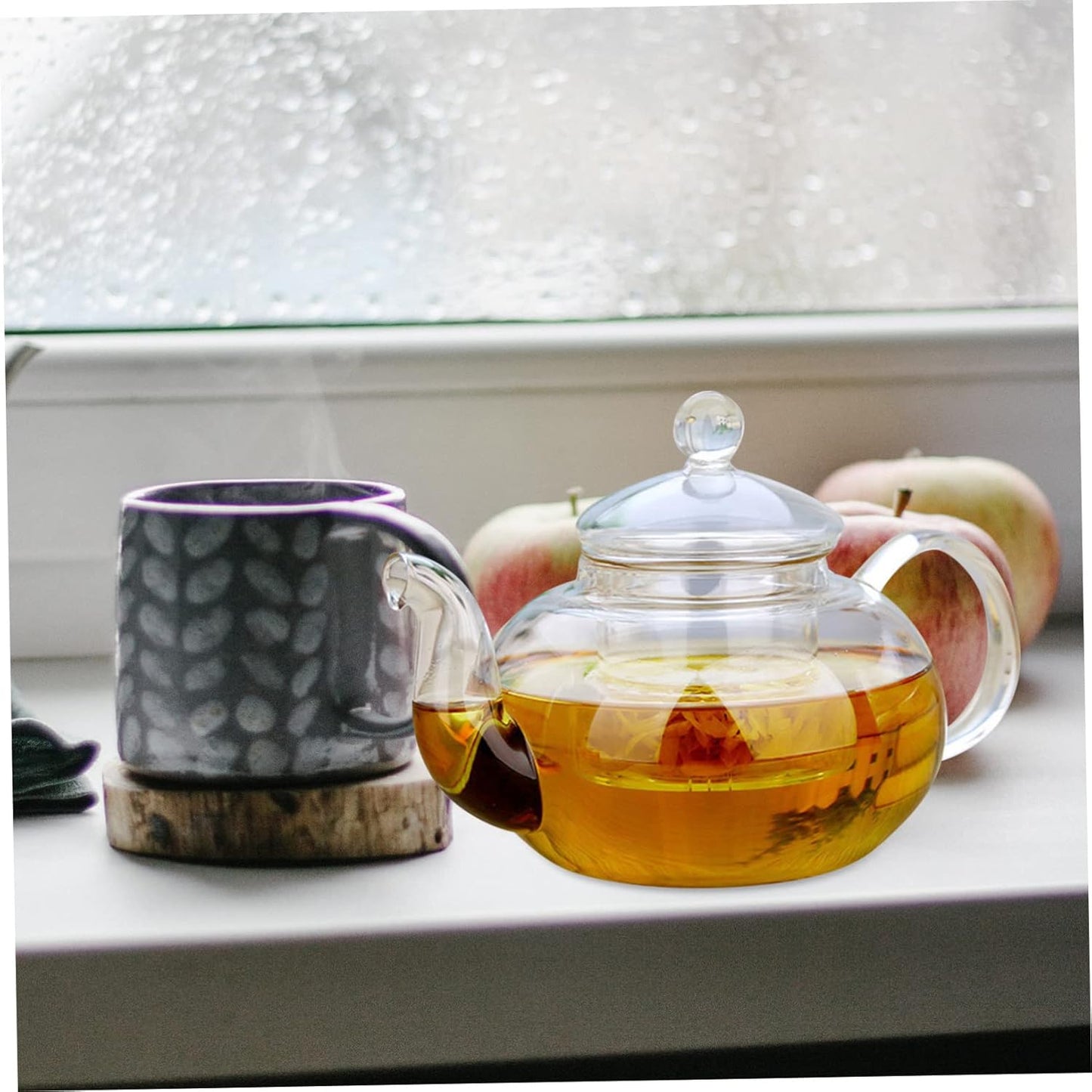 Glass Teapot with Infuser for Loose Leaf Tea - Japanese Style Blooming Tea Kettle - Enamel Water Kettle for Hotel and Home Use