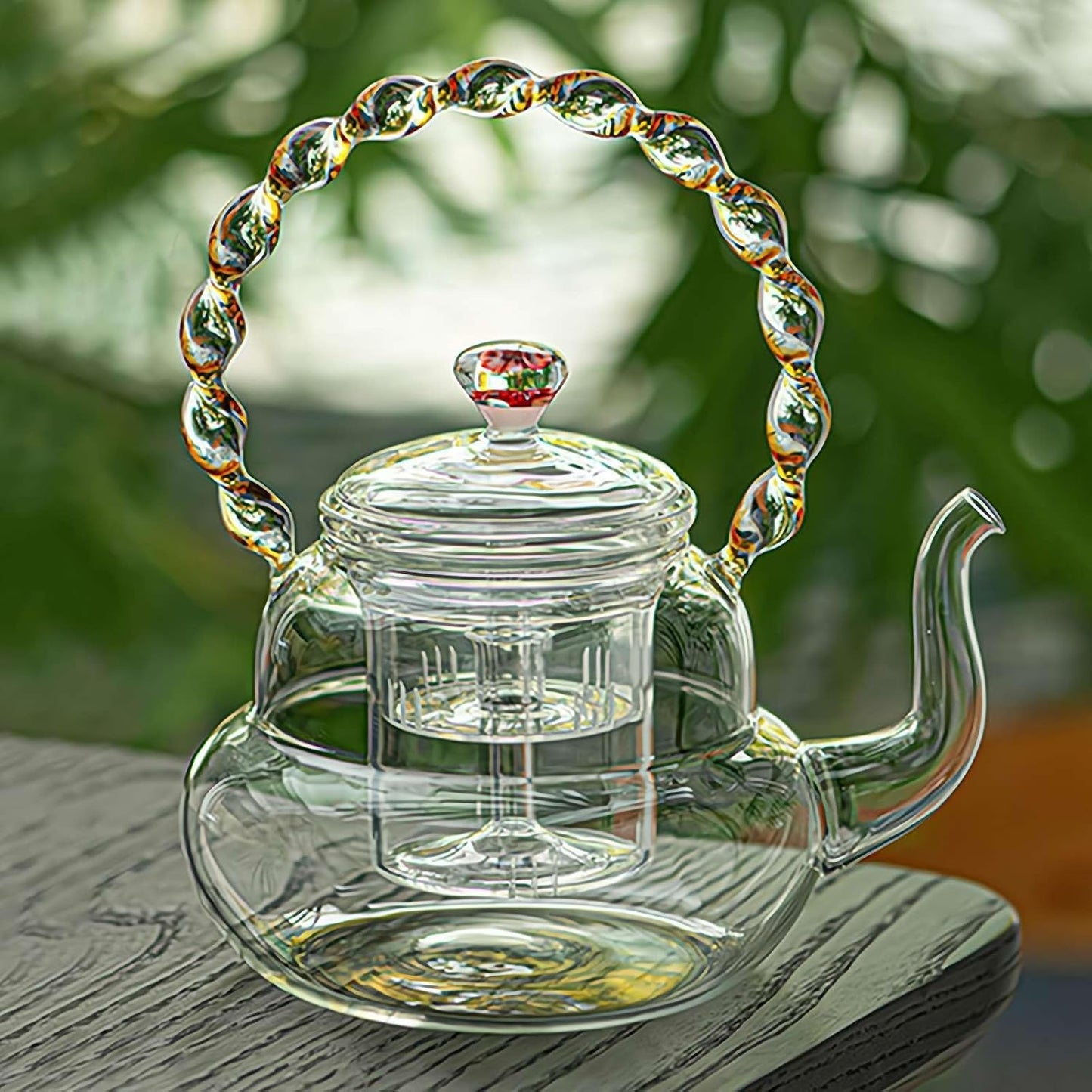 Glass Teapot with Infuser for Stovetop Safe Brewing - 34 fl oz Tea Kettle for Blooming and Loose Leaf Tea - Heat-Resistant Borosilicate Glass - Includes Steaming and Boiling Infuser