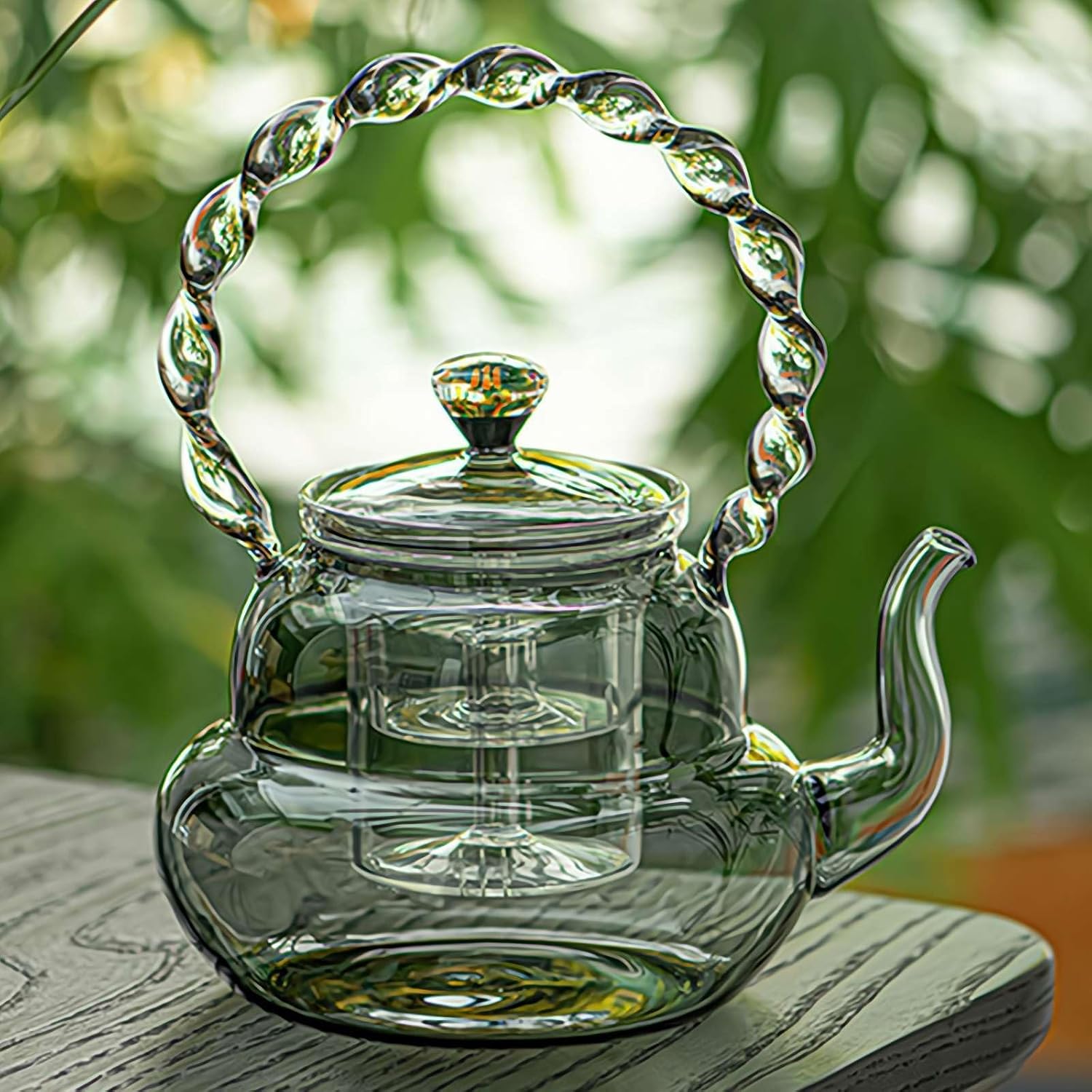 Glass Teapot with Infuser for Stovetop Safe Brewing - 34 fl oz Tea Kettle for Blooming and Loose Leaf Tea - Heat-Resistant Borosilicate Glass - Includes Steaming and Boiling Infuser