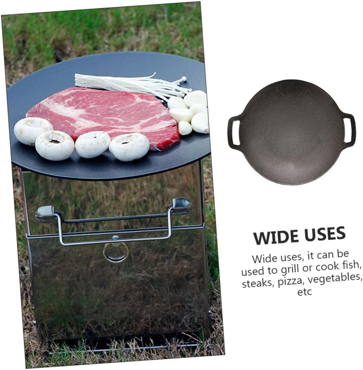 Gogogmee Even Heat Cast Iron Grill Pan for Camping - Easy to Clean Korean BBQ Grilled Disk