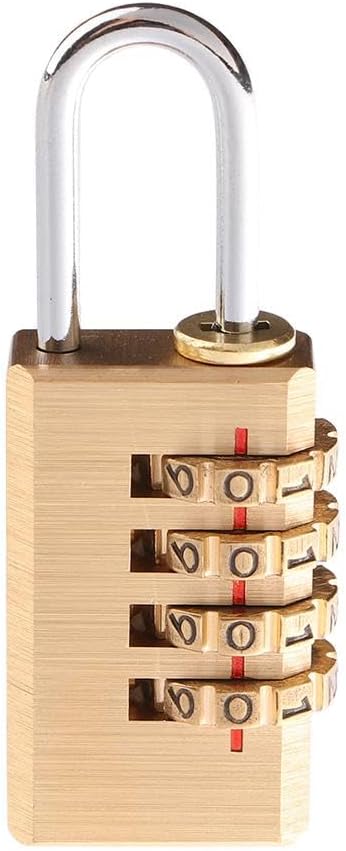 Gold Color Copper 4 Digit Combination Padlock for Room, Suitcase, Door - Secure Password Lock with 4 Digits Number