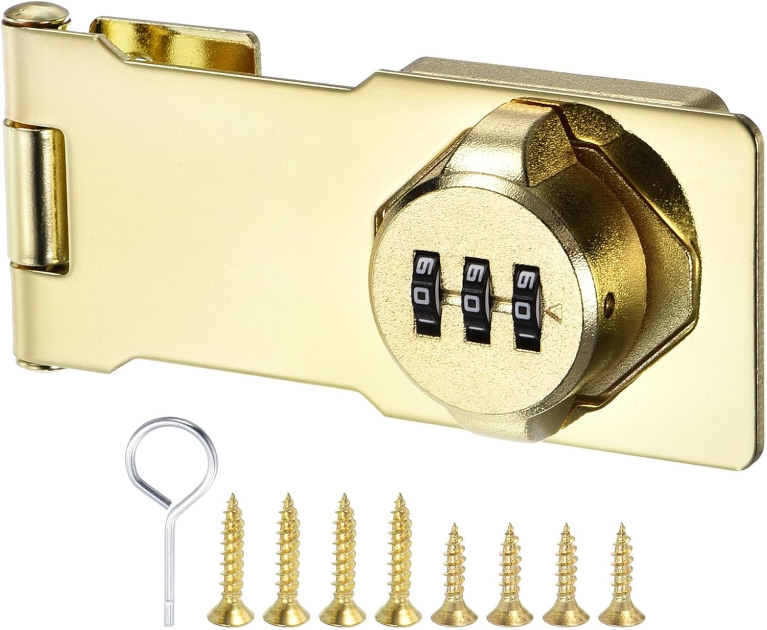 Gold Combination Latch Lock for Drawer Cabinet - PATIKIL Cabinet Password Lock with 3 Digit Security Code - Anti-Theft Keyless Hasp Locks