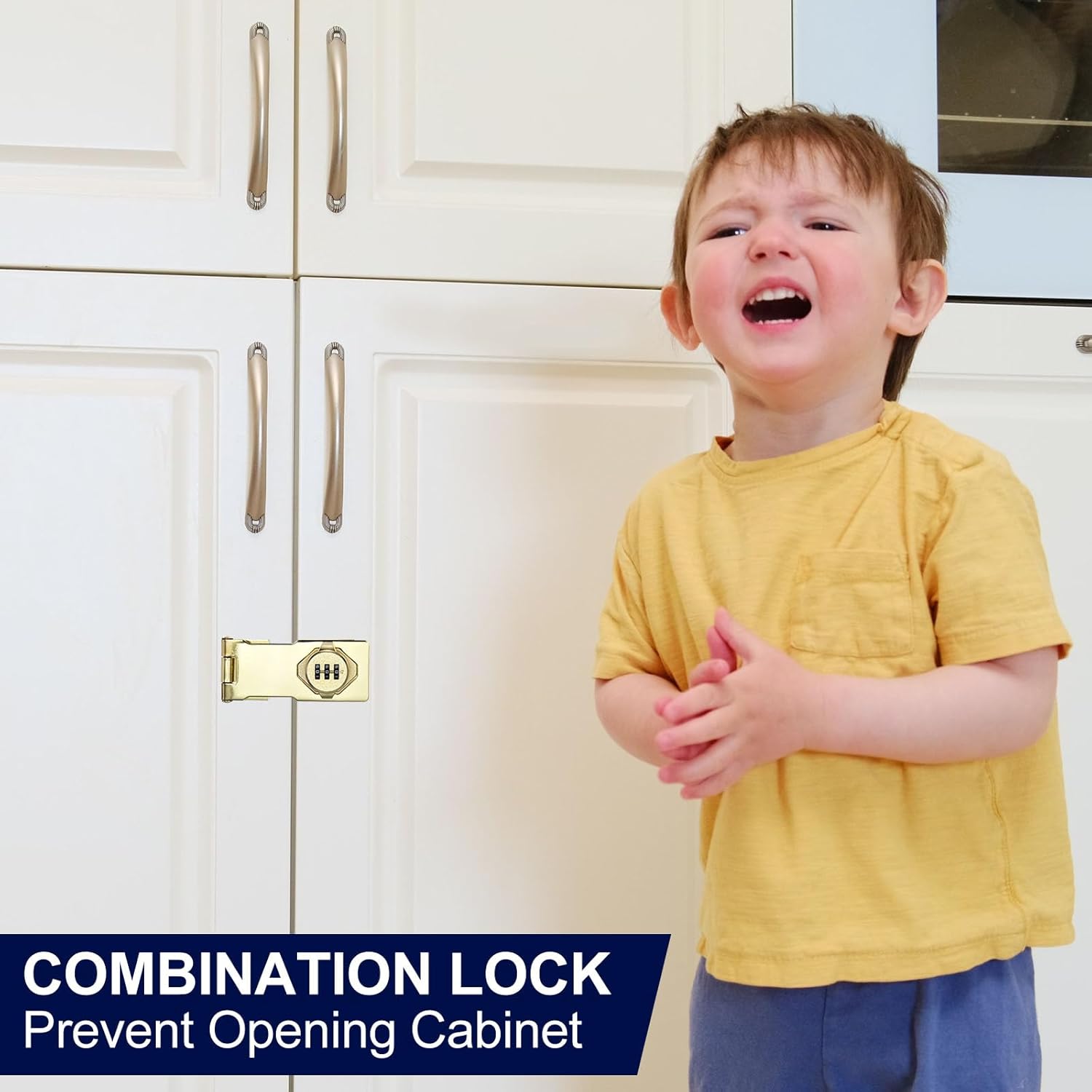 Gold Combination Latch Lock for Drawer Cabinet - PATIKIL Cabinet Password Lock with 3 Digit Security Code - Anti-Theft Keyless Hasp Locks