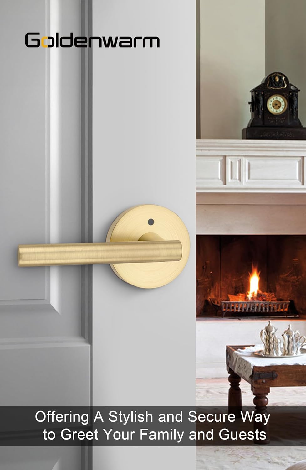 Gold Interior Door Handles Set, Brushed Gold Privacy Lever Handles for Bedroom and Bathroom, Heavy Duty Pack