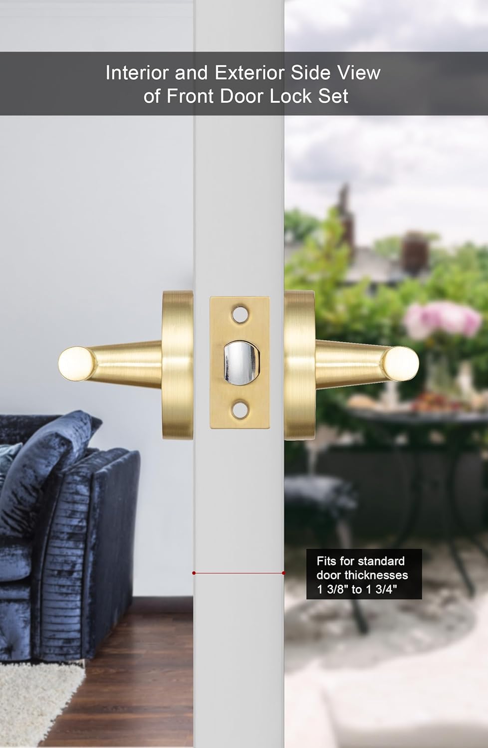 Gold Interior Door Handles Set, Brushed Gold Privacy Lever Handles for Bedroom and Bathroom, Heavy Duty Pack