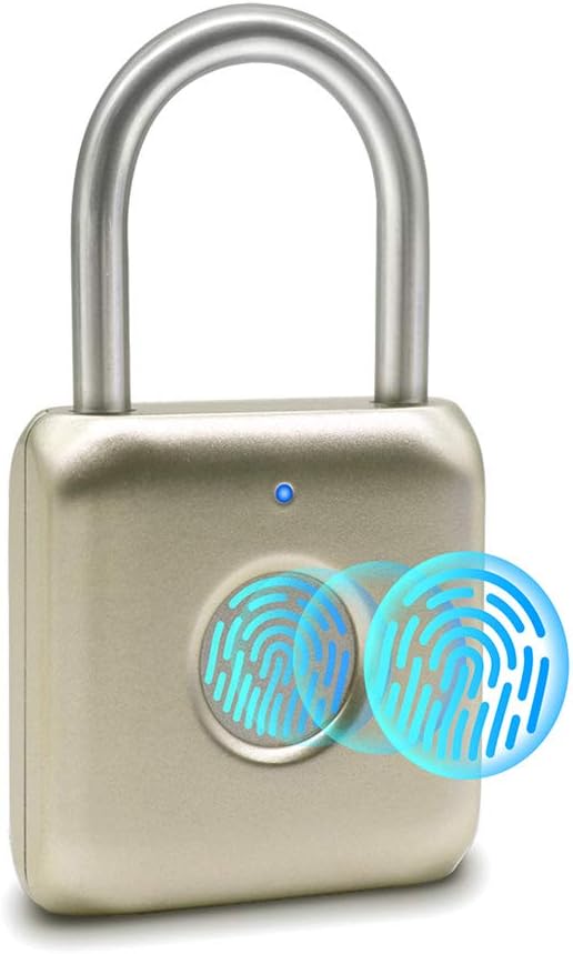 Gold Metal Fingerprint Padlock - Keyless Combination for Gym Locker, Shed, Storage Units, Luggage - WildKart