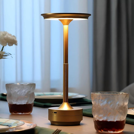 Gold Portable LED Table Lamp with Touch Sensor, Stepless Dimming, 5000mAh Battery - Night Light for Kids Nursery, Nightstand & Bedside Lamp