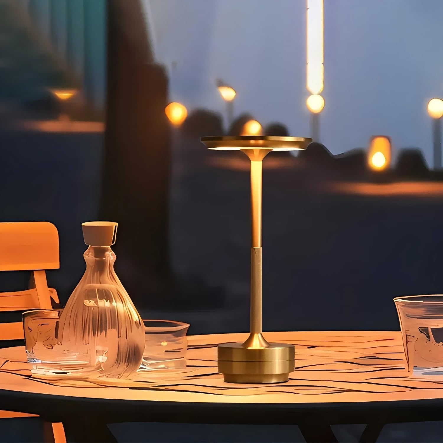 Gold Portable LED Table Lamp with Touch Sensor, Stepless Dimming, 5000mAh Battery - Night Light for Kids Nursery, Nightstand & Bedside Lamp