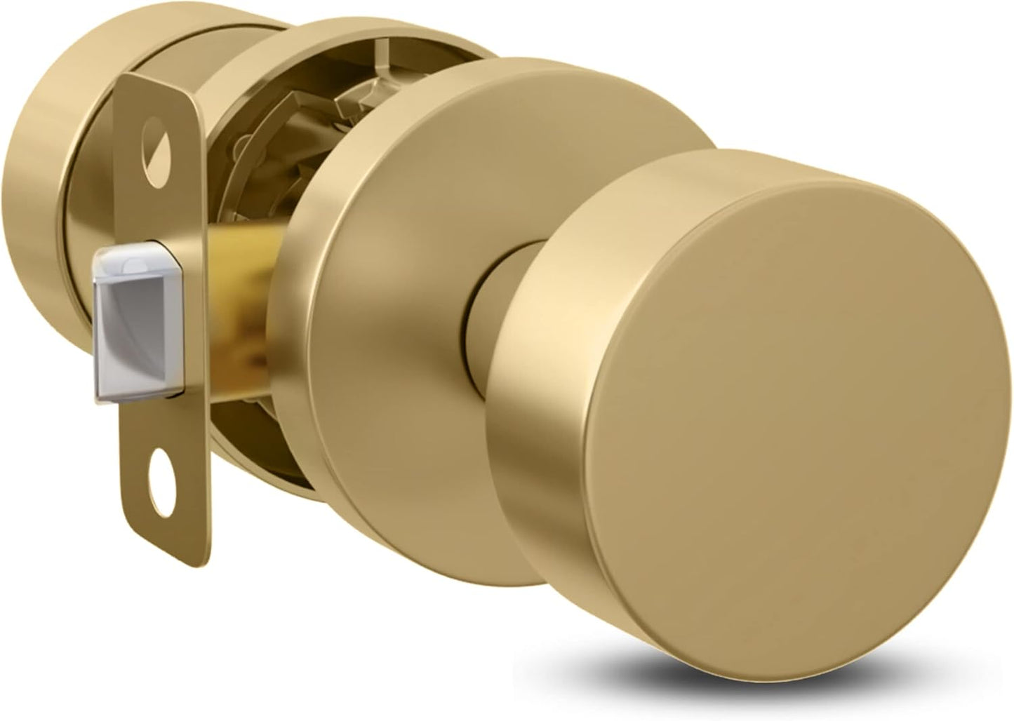 Gold Reversible Heavy Duty Door Knob for Hallway, Closet, Bathroom - Fits Standard Doors - Screws Included