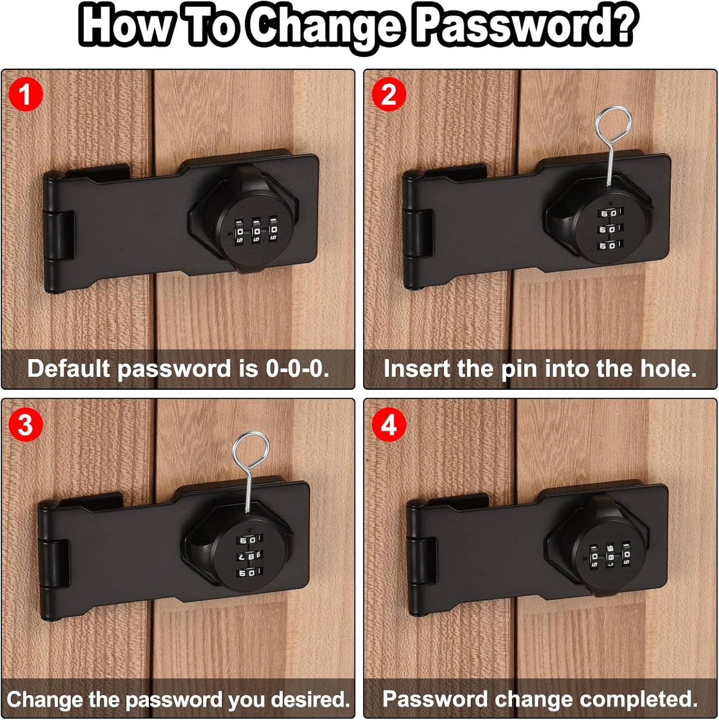 Gold Tone Cabinet Combination Lock with 3 Digit Password for Drawer - Galvanized Alloy Cabinet Hasp Lock