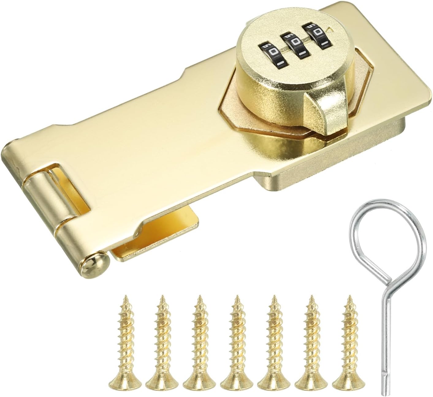 Gold Tone Cabinet Combination Lock with Three Hole Hasp and 3 Digit Password for Drawer and Cabinet