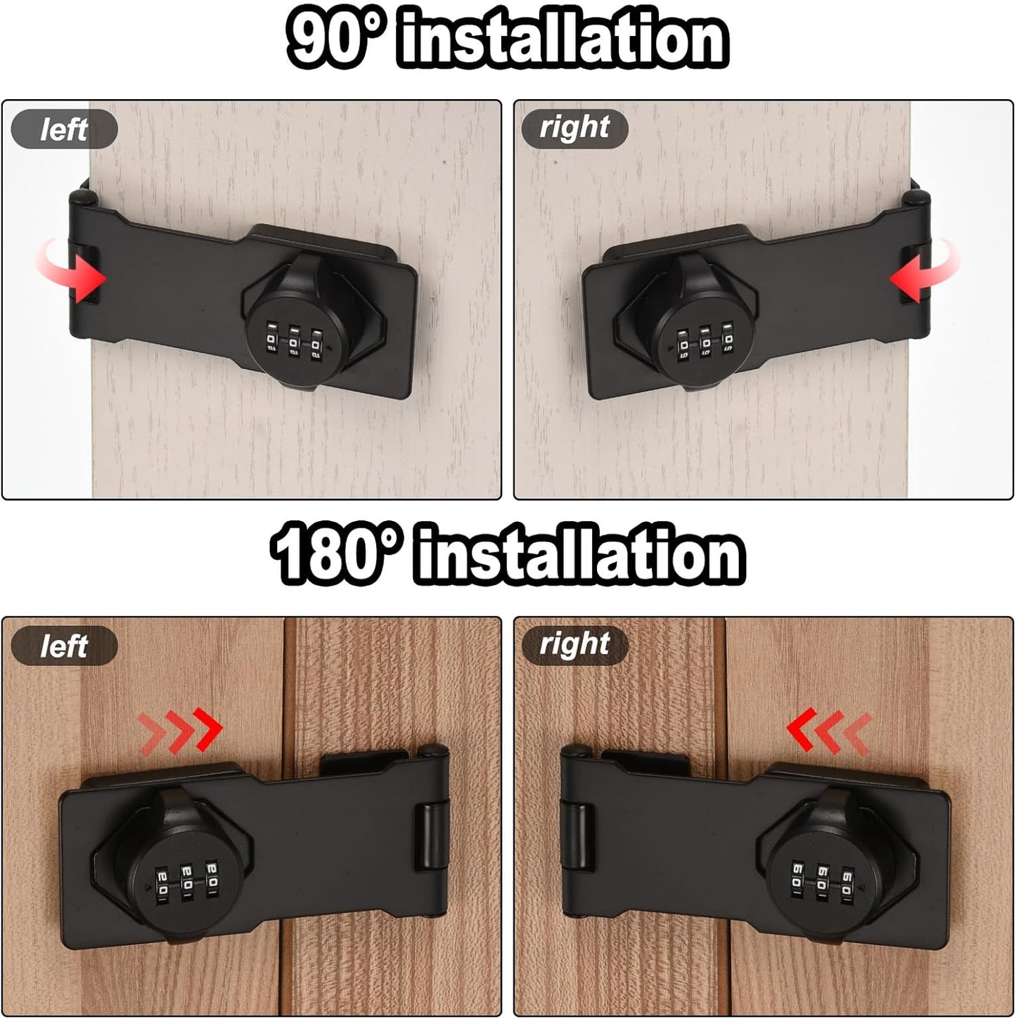 Gold Tone Cabinet Combination Lock with Three Hole Hasp and 3 Digit Password for Drawer and Cabinet