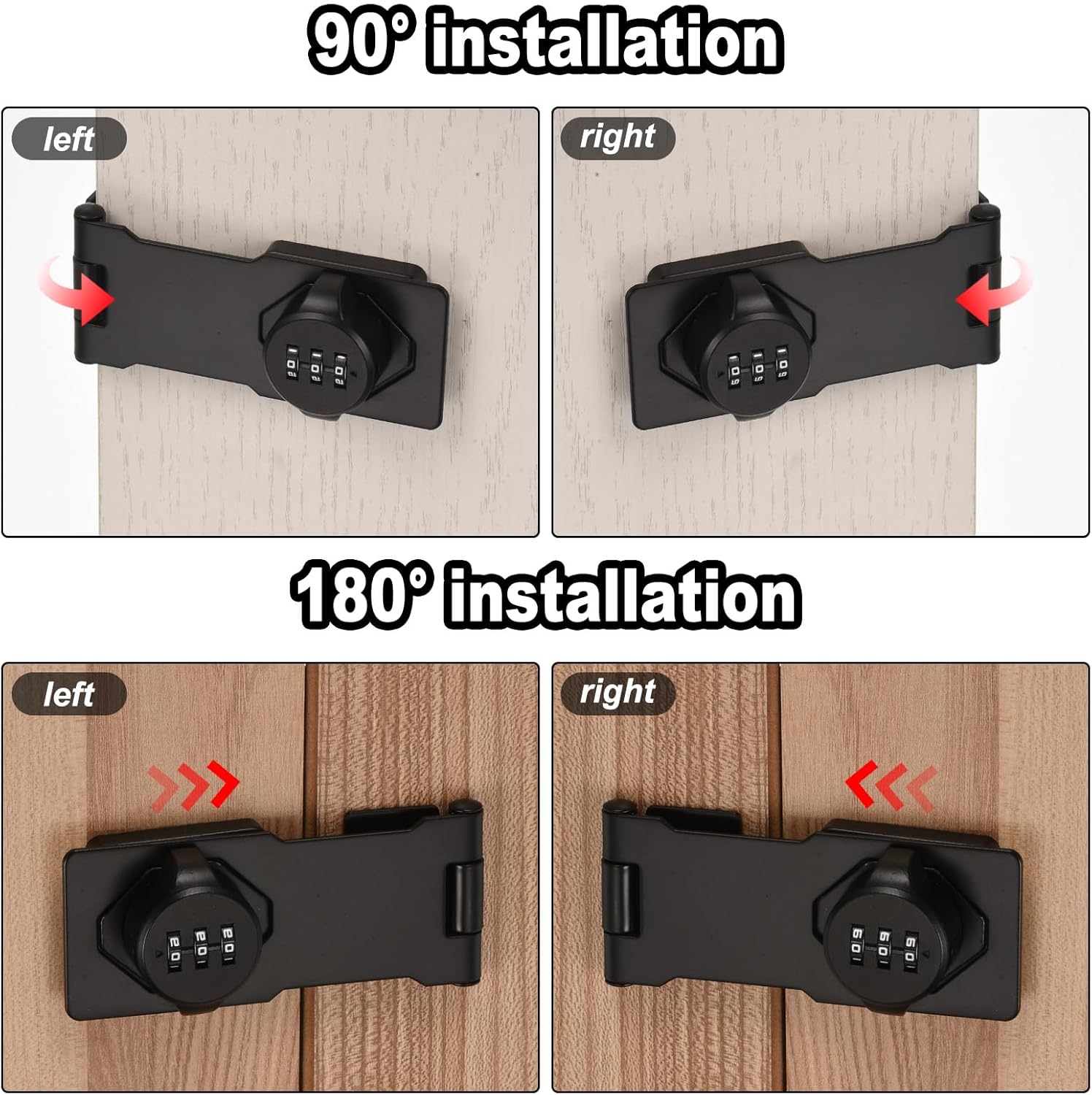 Gold Tone Cabinet Combination Lock with Three Hole Hasp and 3 Digit Password for Drawer and Cabinet