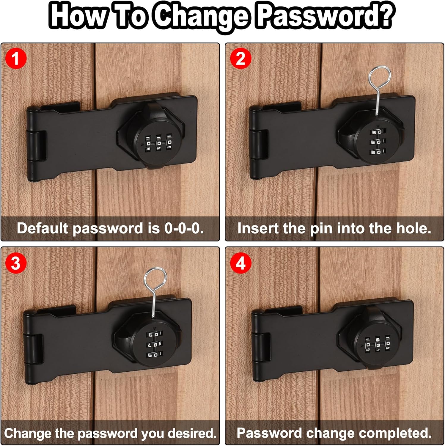 Gold Tone Cabinet Combination Lock with Three Hole Hasp and 3 Digit Password for Drawer and Cabinet