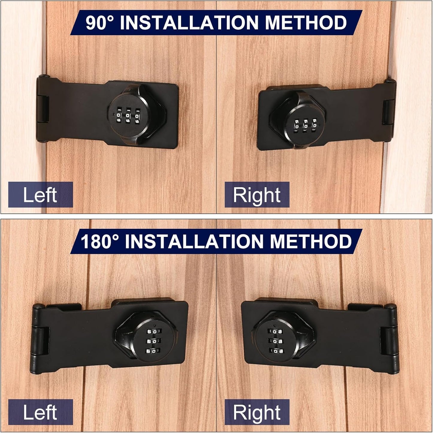 Gold Tone Cabinet Combination Lock with Three Hole Hasp and 3 Digit Password for Drawer and Cabinet