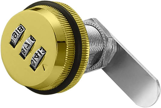 Gold Zinc Alloy 20mm Combination Padlock for Drawers, Mailboxes, File Cabinets - Round Lock for Office, Electric Box - Metal Cam Locks