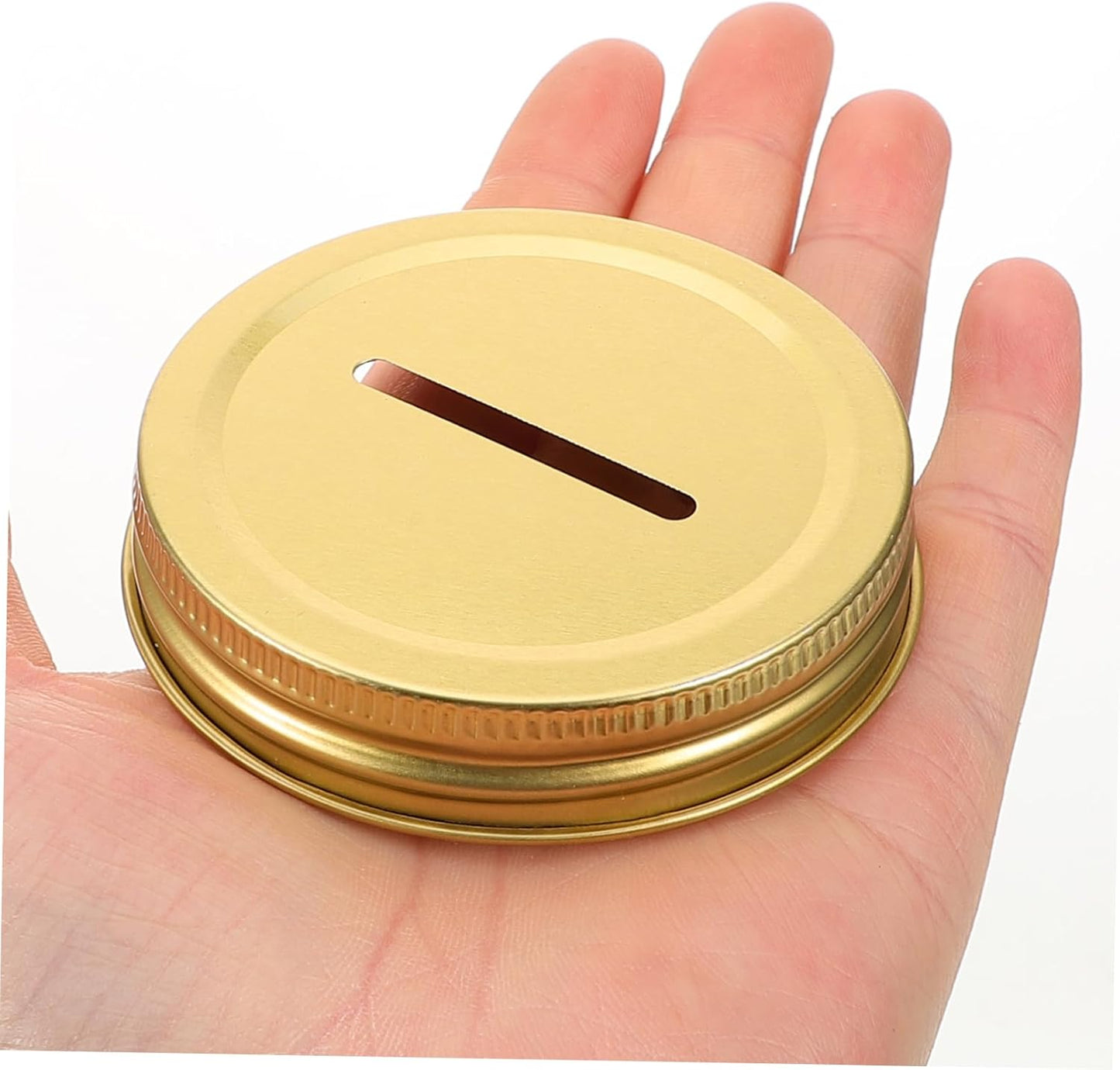 Golden Tinplate Piggy Bank Coin Slot Caps for Wide Mouth Mason Jars - 60 Pcs Sealing Canning Covers