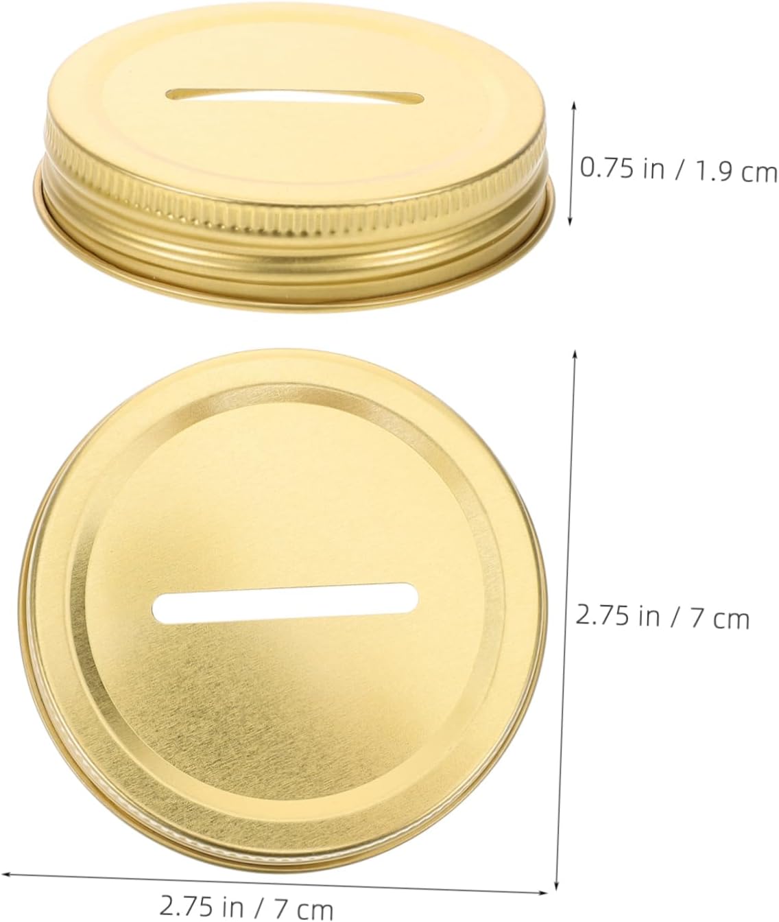 Golden Tinplate Piggy Bank Coin Slot Caps for Wide Mouth Mason Jars - 60 Pcs Sealing Canning Covers