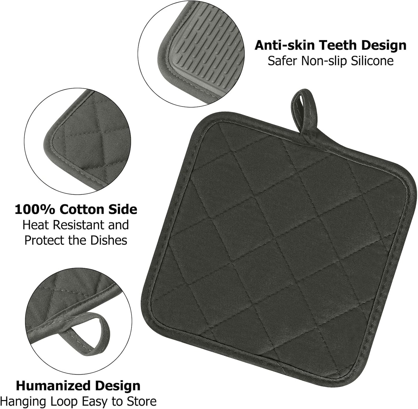 Goldmeet Kitchen Set Pack Of 5 - Silicone Oven Mitts, Pot Holders, and Towel Set - Heat Resistant Mini Oven Mittens for Baking, Grilling, and Barbecue up to 500 Degrees