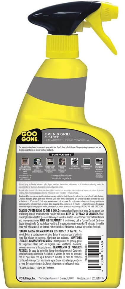 Goo Gone Oven and Grill Cleaner 28 oz - Removes Baked-On Grease Safely