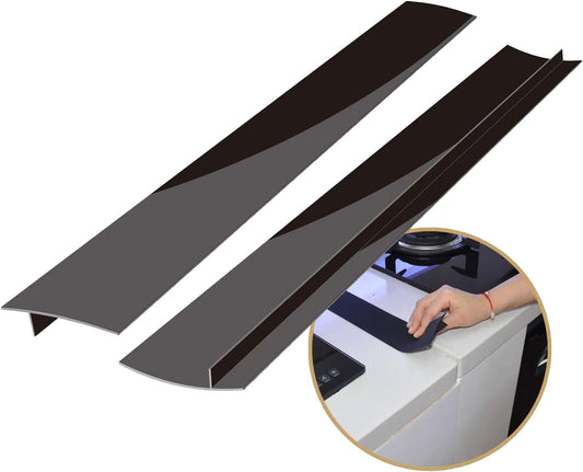 Gosmol Silicone Kitchen Counter Gap Covers Set of 2 - Anti-Slip Filler Seals Spills Between Stovetop, Oven, Washer - 21 Inches Black