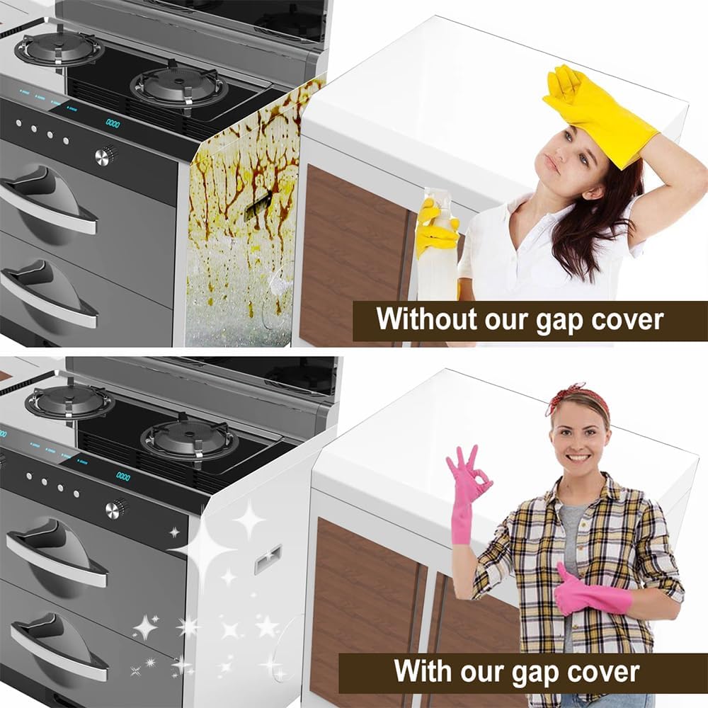 Gosmol Silicone Kitchen Counter Gap Covers Set of 2 - Anti-Slip Filler Seals Spills Between Stovetop, Oven, Washer - 21 Inches Black