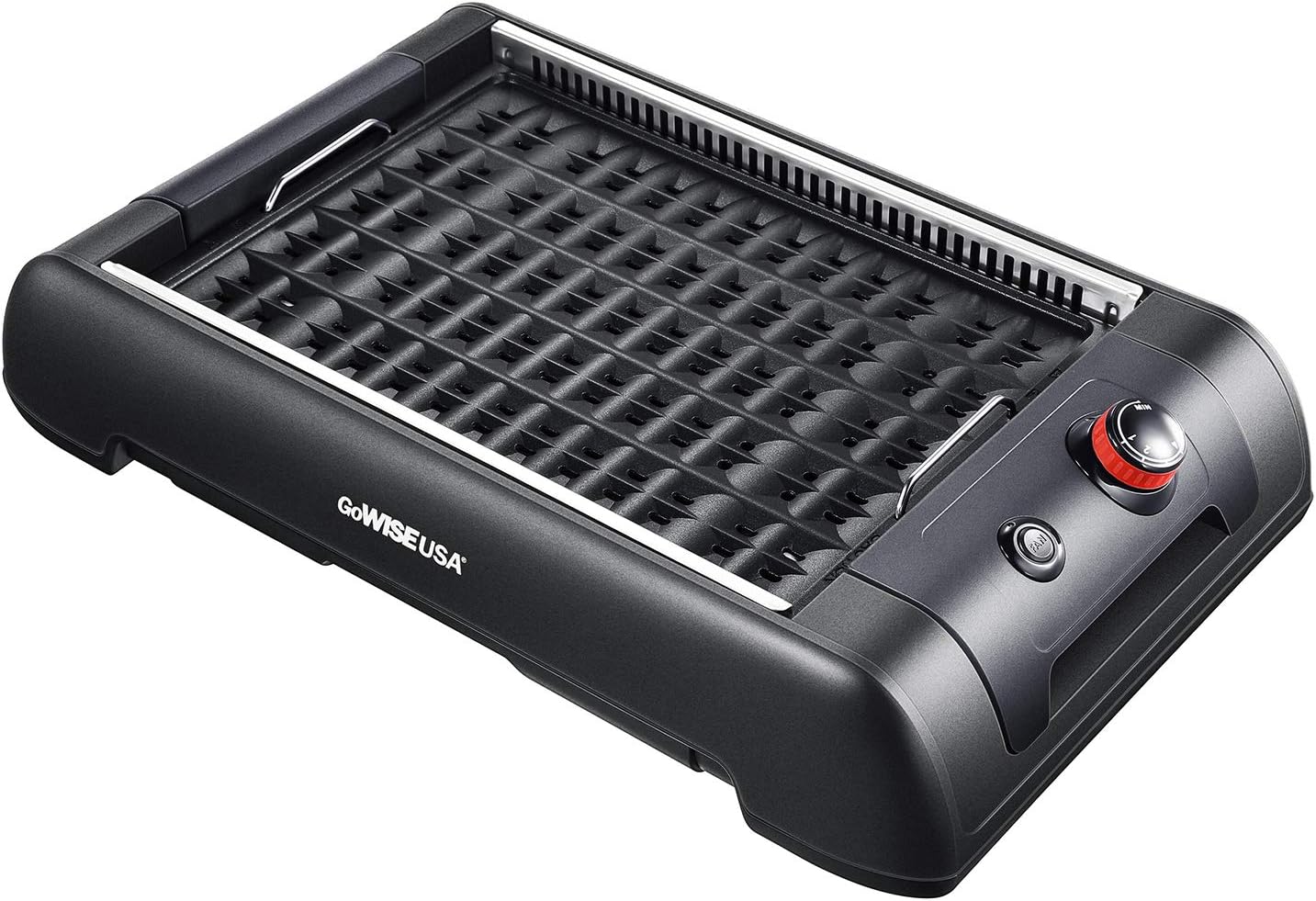 GoWISE USA GW88000 2-in-1 Smokeless Indoor Grill & Griddle with Interchangeable Plates & Drip Pan - Black - Large - Includes 20 Recipes