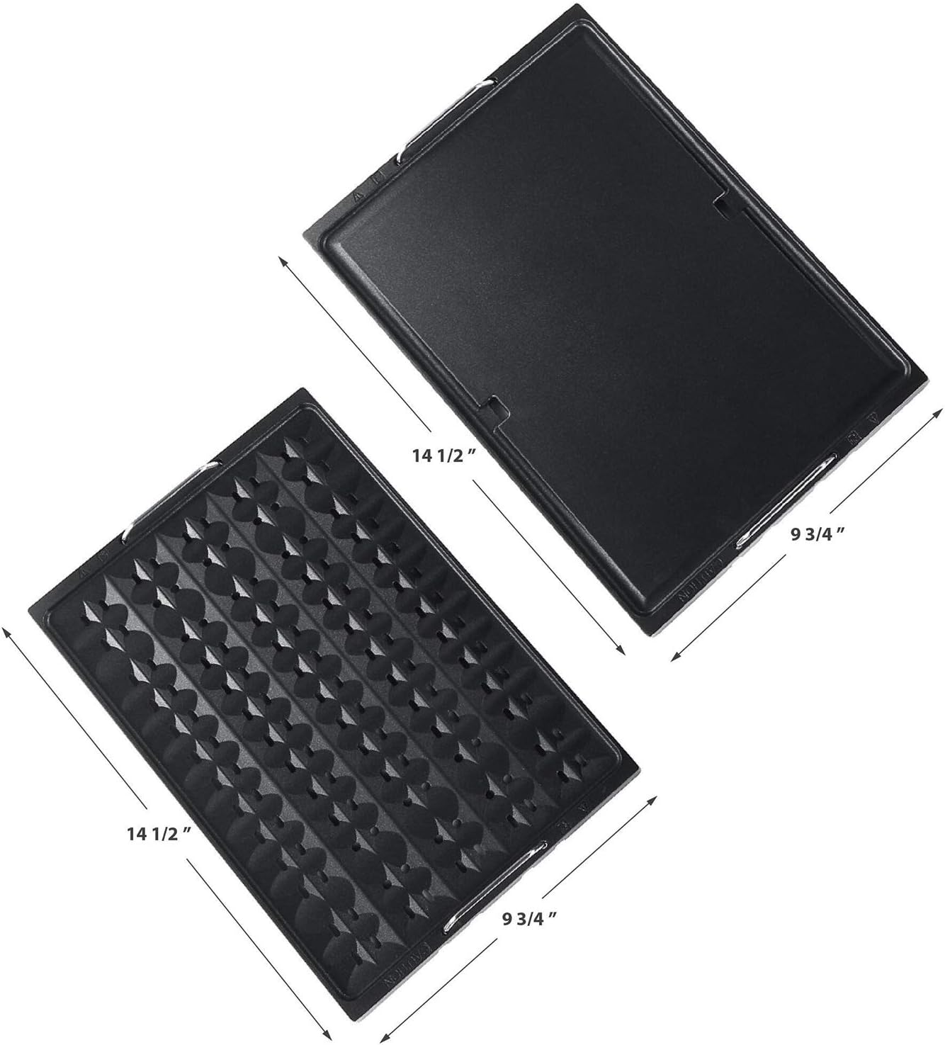 GoWISE USA GW88000 2-in-1 Smokeless Indoor Grill & Griddle with Interchangeable Plates & Drip Pan - Black - Large - Includes 20 Recipes